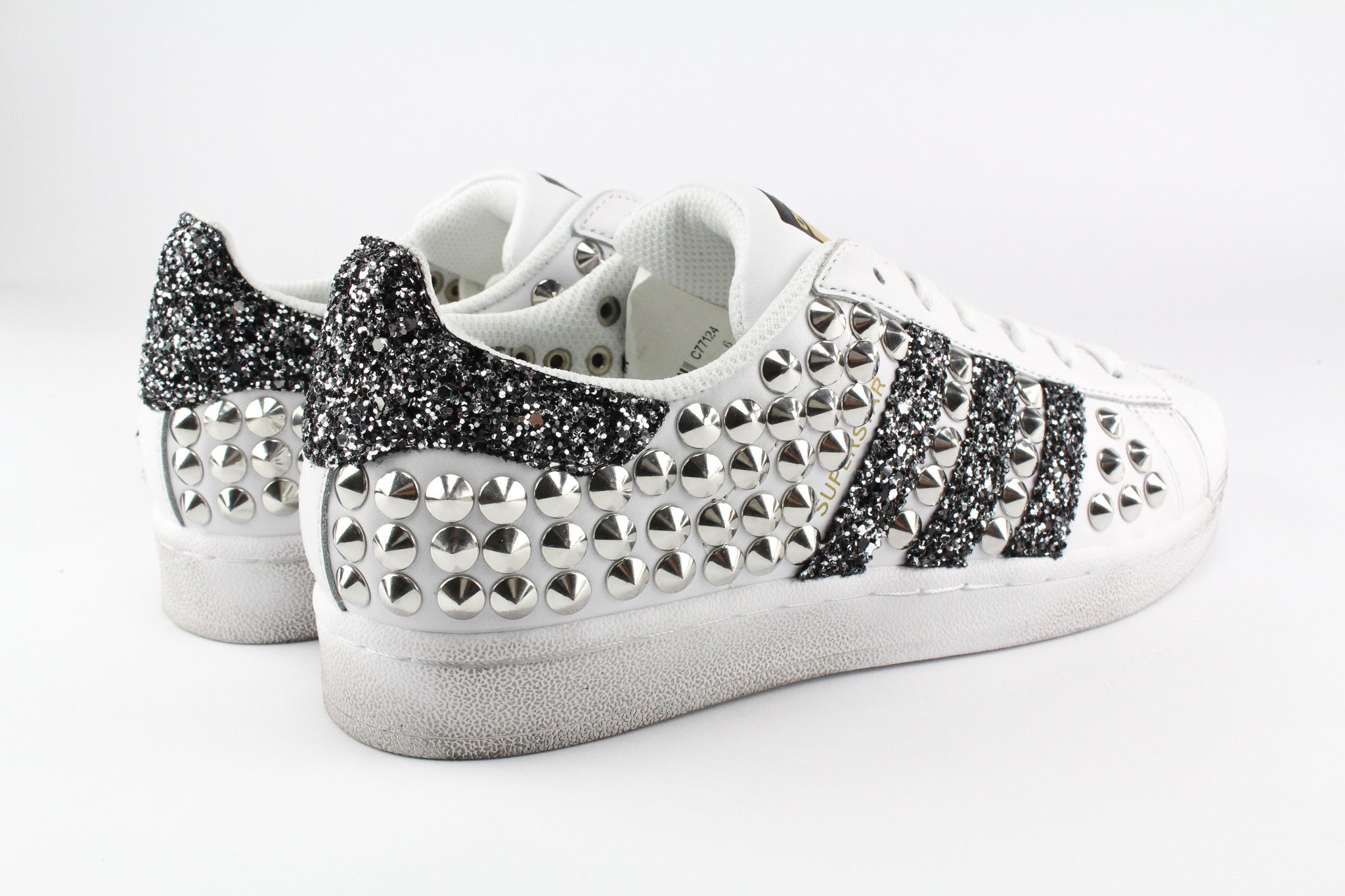 Adidas Superstar Total Studs &amp; Black Silver Glitter