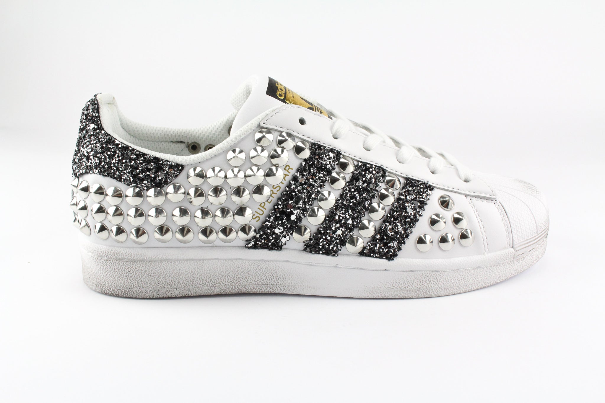Adidas Superstar Total Studs &amp; Black Silver Glitter