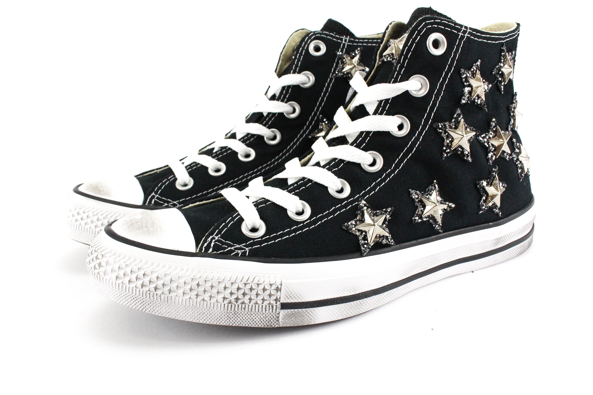 Converse All Star Black Stars Glitter Silver
