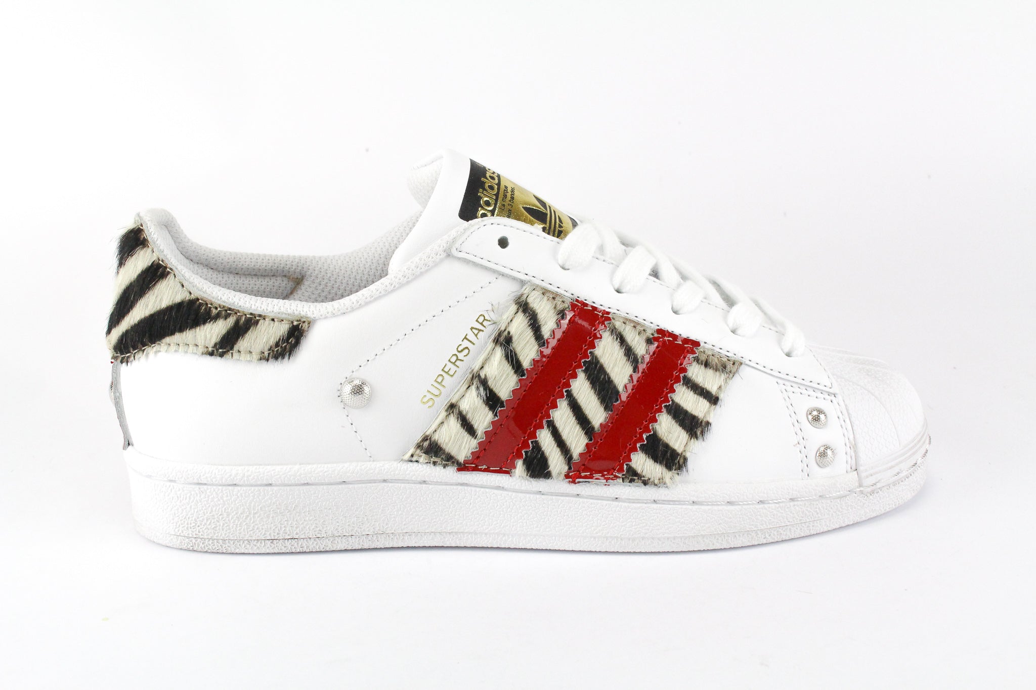 Adidas Superstar Zebrate &amp; Red Patent
