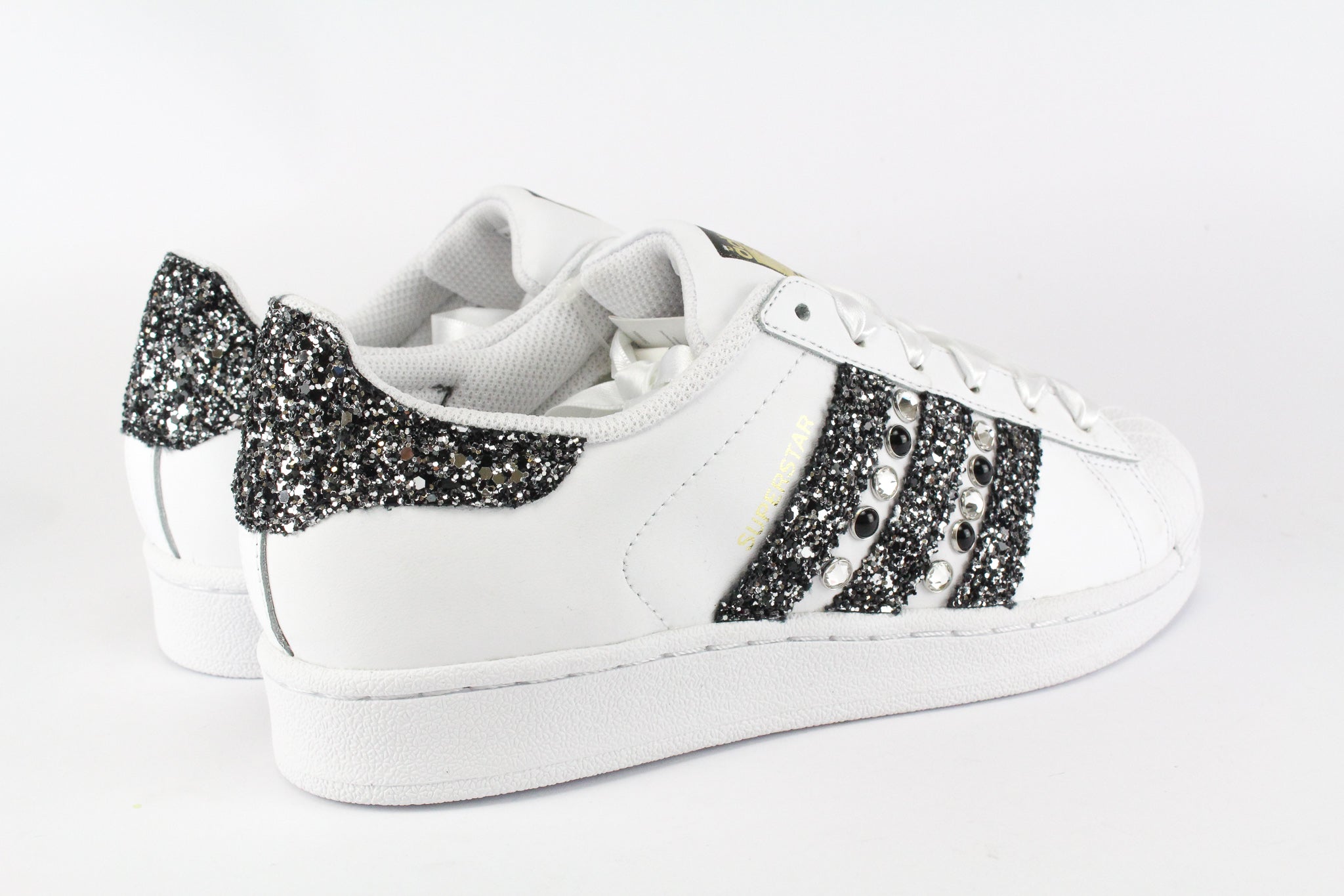 Adidas Superstar Black Silver Glitter &amp; Strass