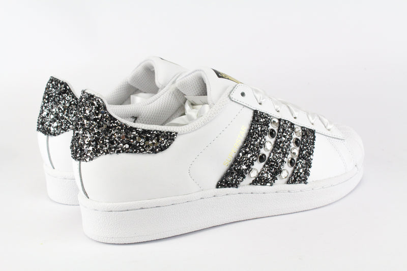 Adidas Superstar Black Silver Glitter & Strass