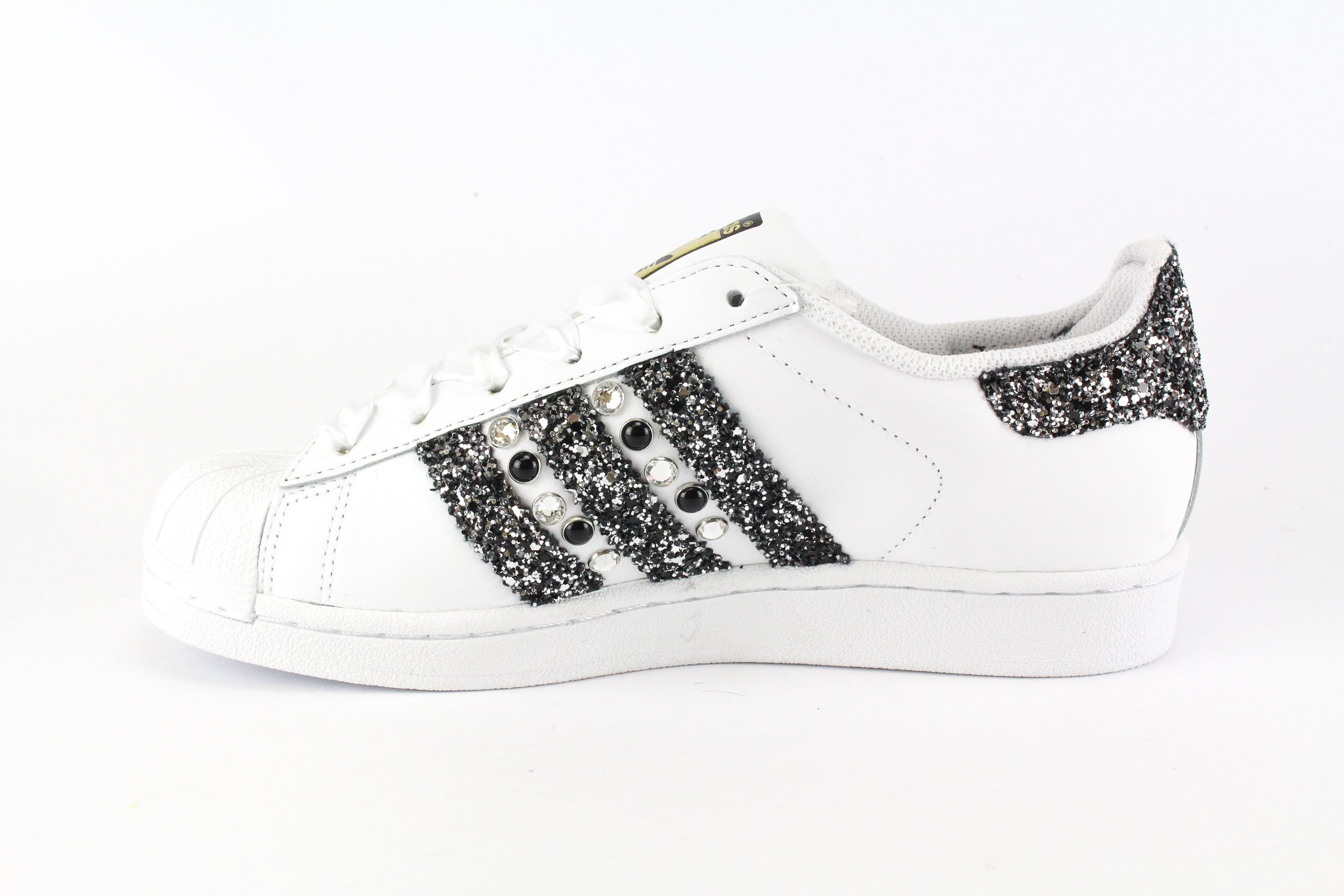 Adidas Superstar Black Silver Glitter &amp; Strass