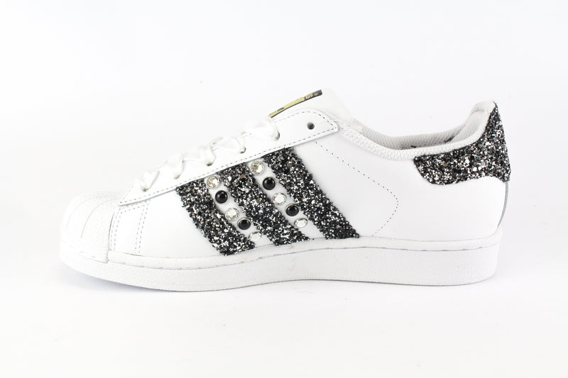 Adidas Superstar Black Silver Glitter & Strass