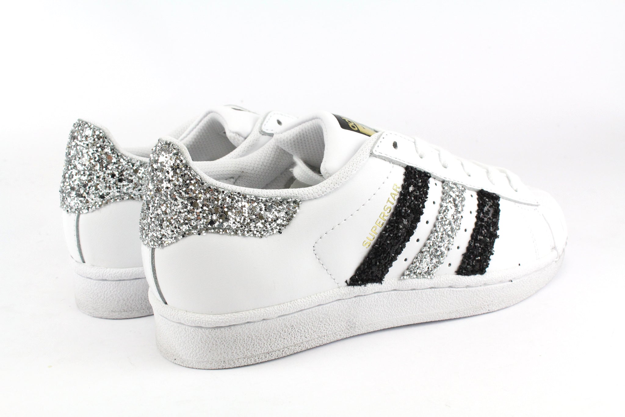 Adidas Superstar Silver &amp; Black Glitter