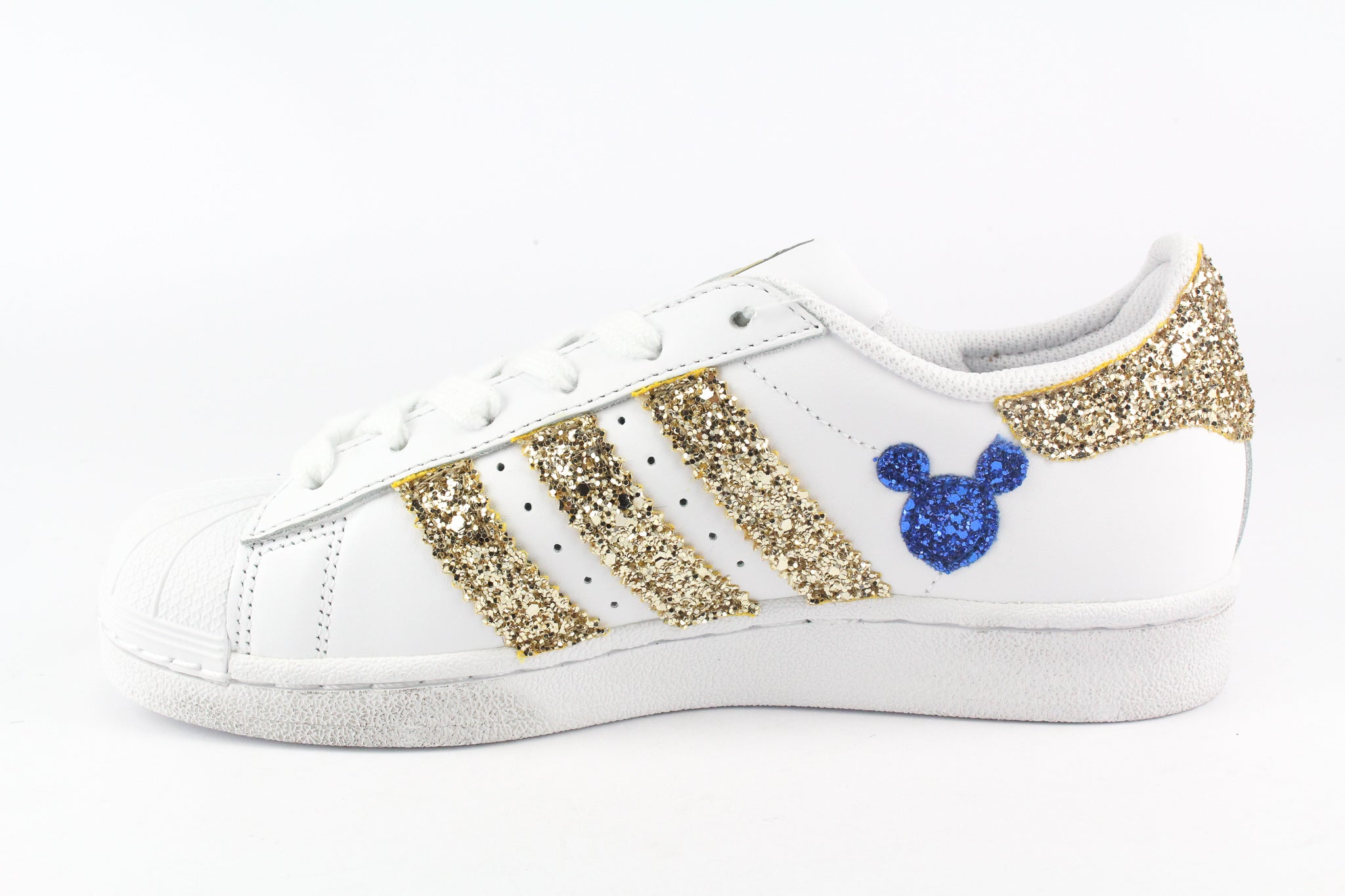 Adidas Superstar Mickey Mouse Bluette &amp; Gold Glitter