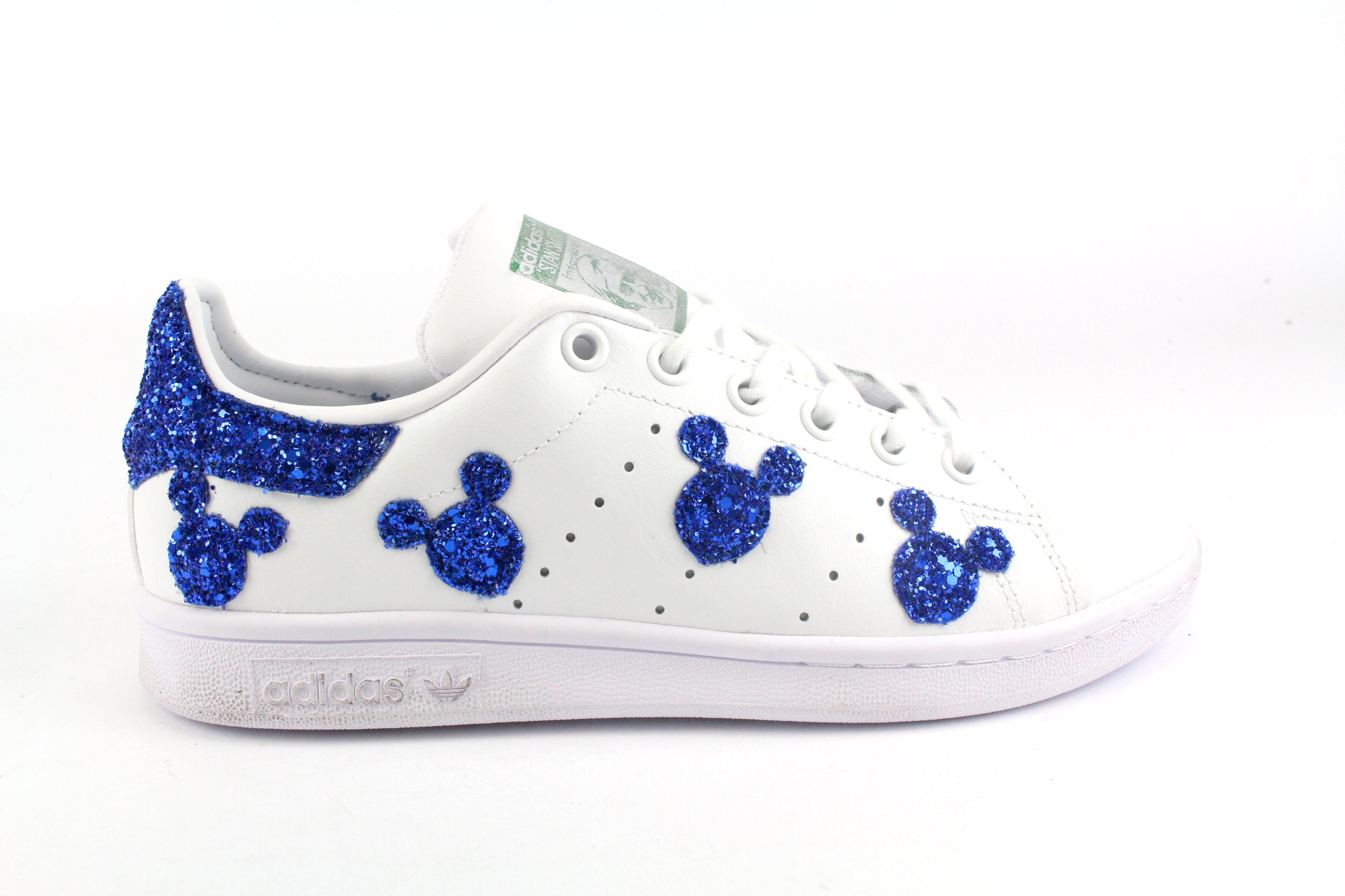 Adidas Stan Smith J Mickey Mouse Blue Glitter