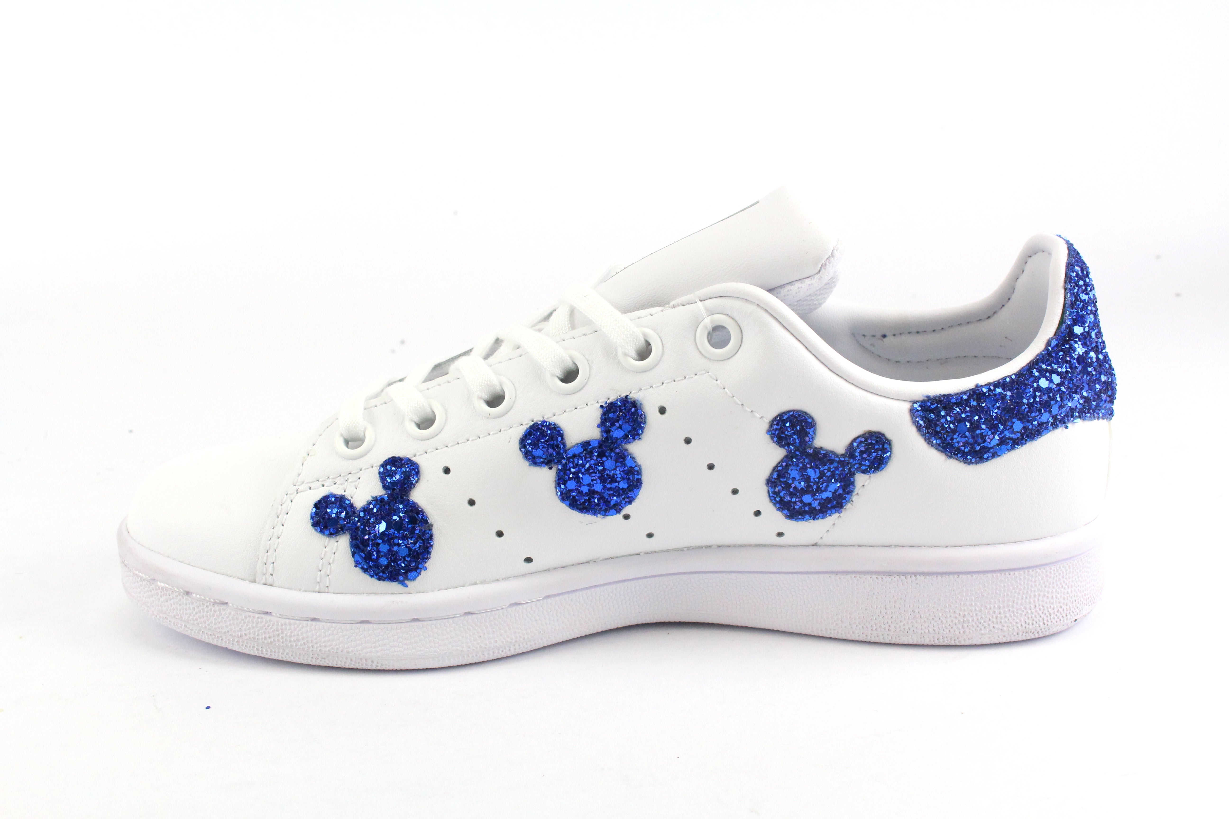 Adidas Stan Smith J Mickey Mouse Blue Glitter