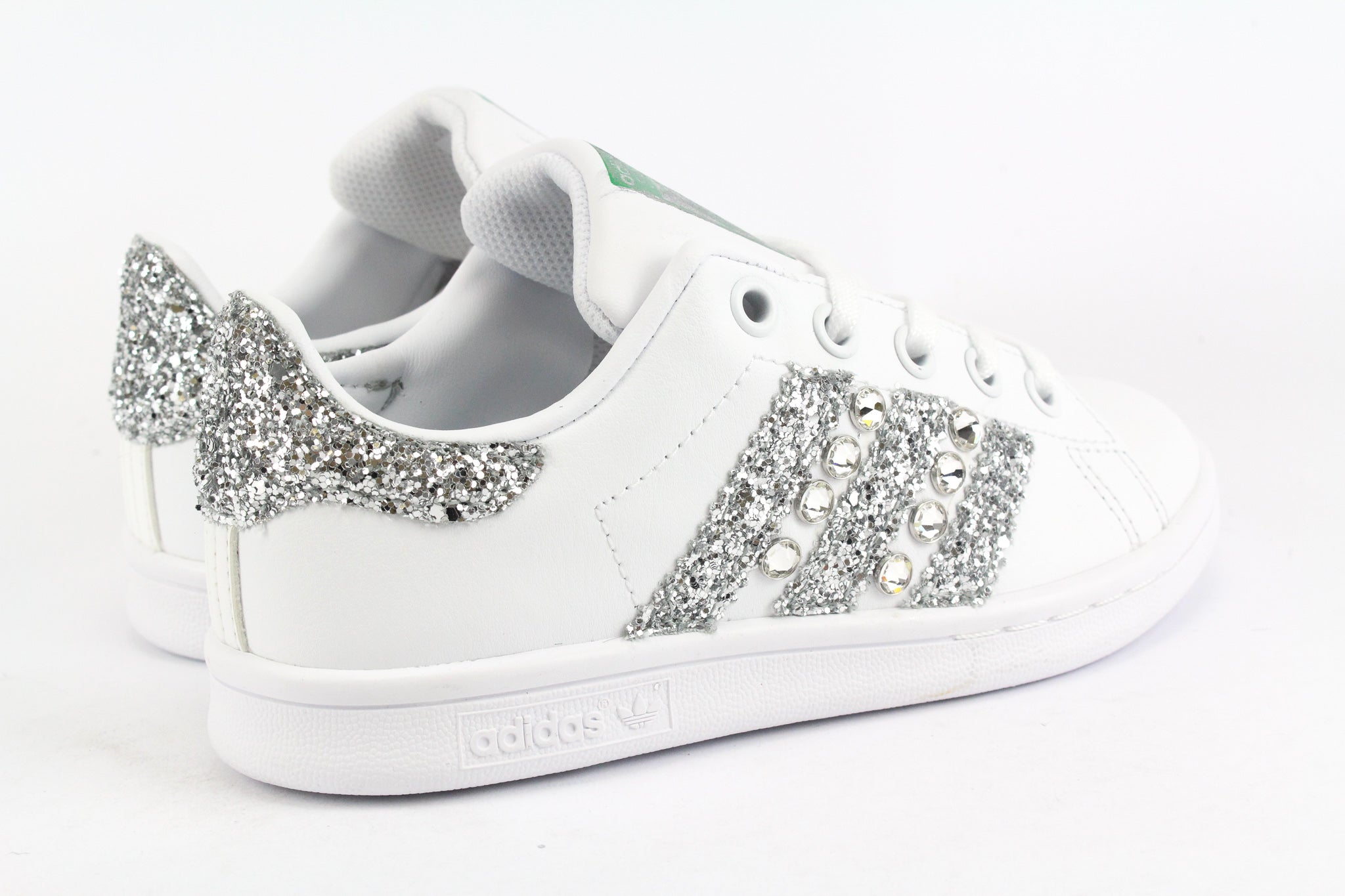 Adidas Stan Smith J Silver Glitter &amp; Strass