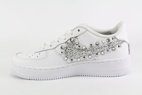 Nike Air Force 1 '07 Silver Glitter Borchie & Strass