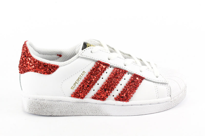 Adidas Superstar J Red Glitter