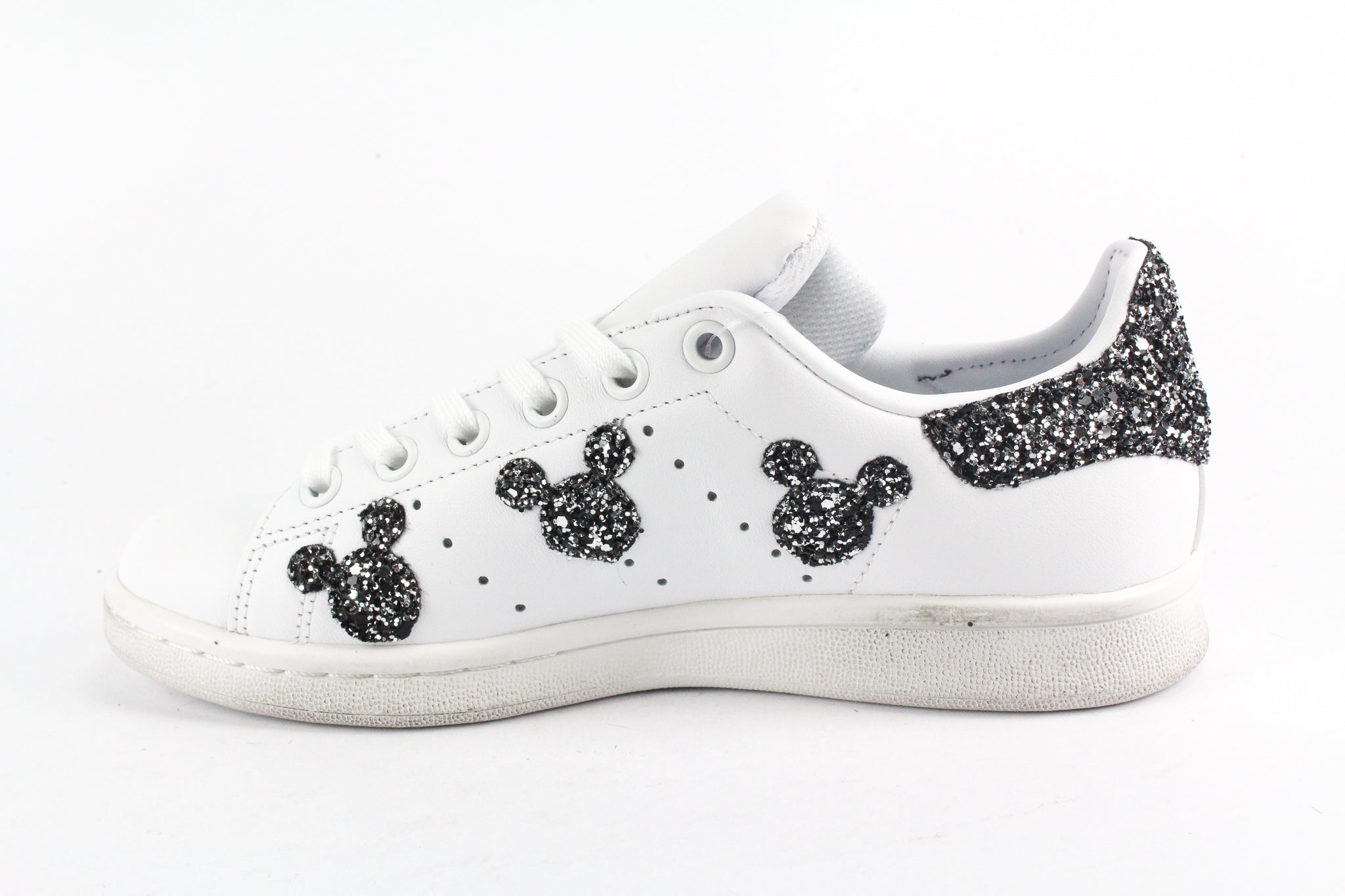 Adidas Stan Smith Mickey Mouse Black Silver Glitter