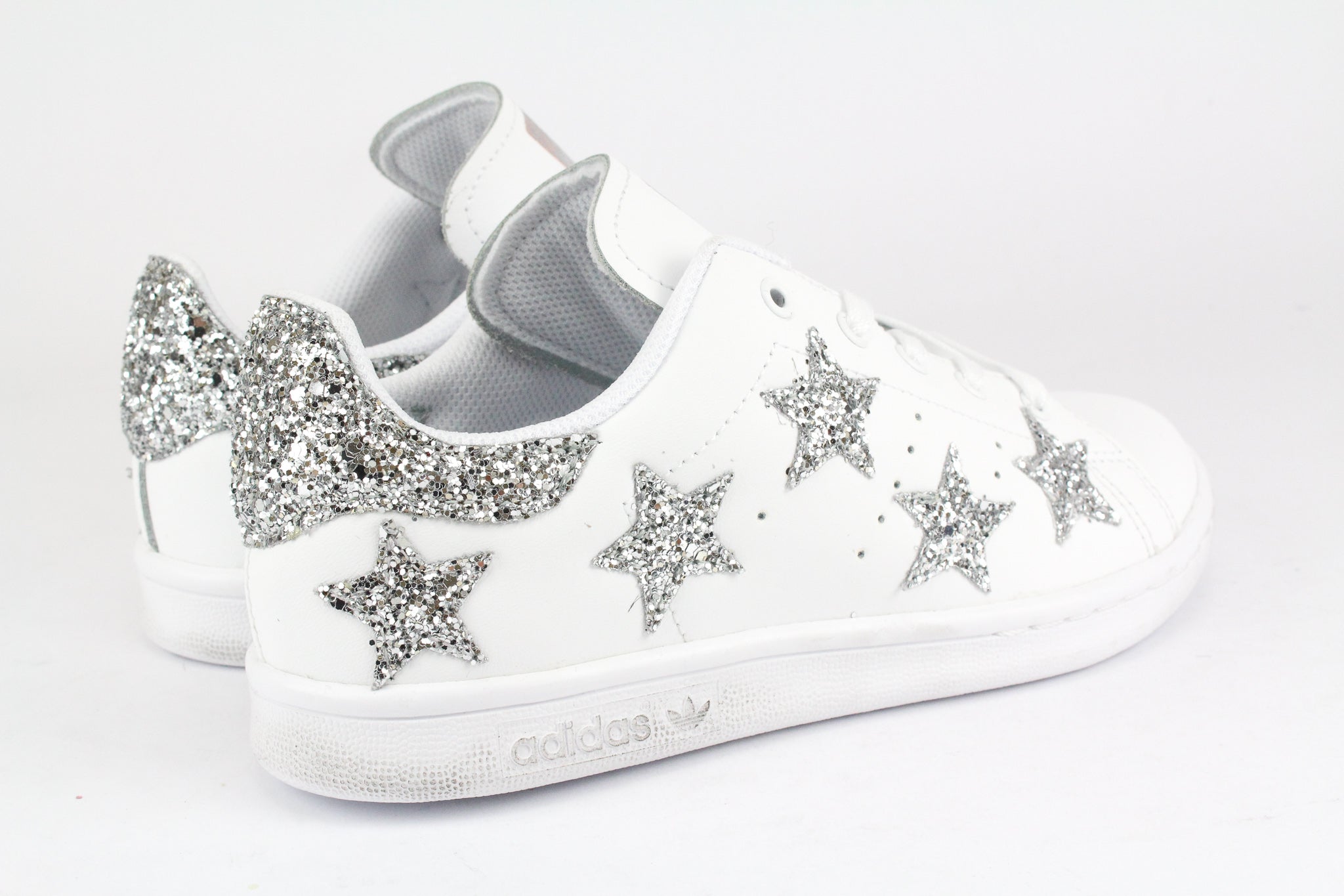 Adidas Stan Smith J Stars Silver Glitter