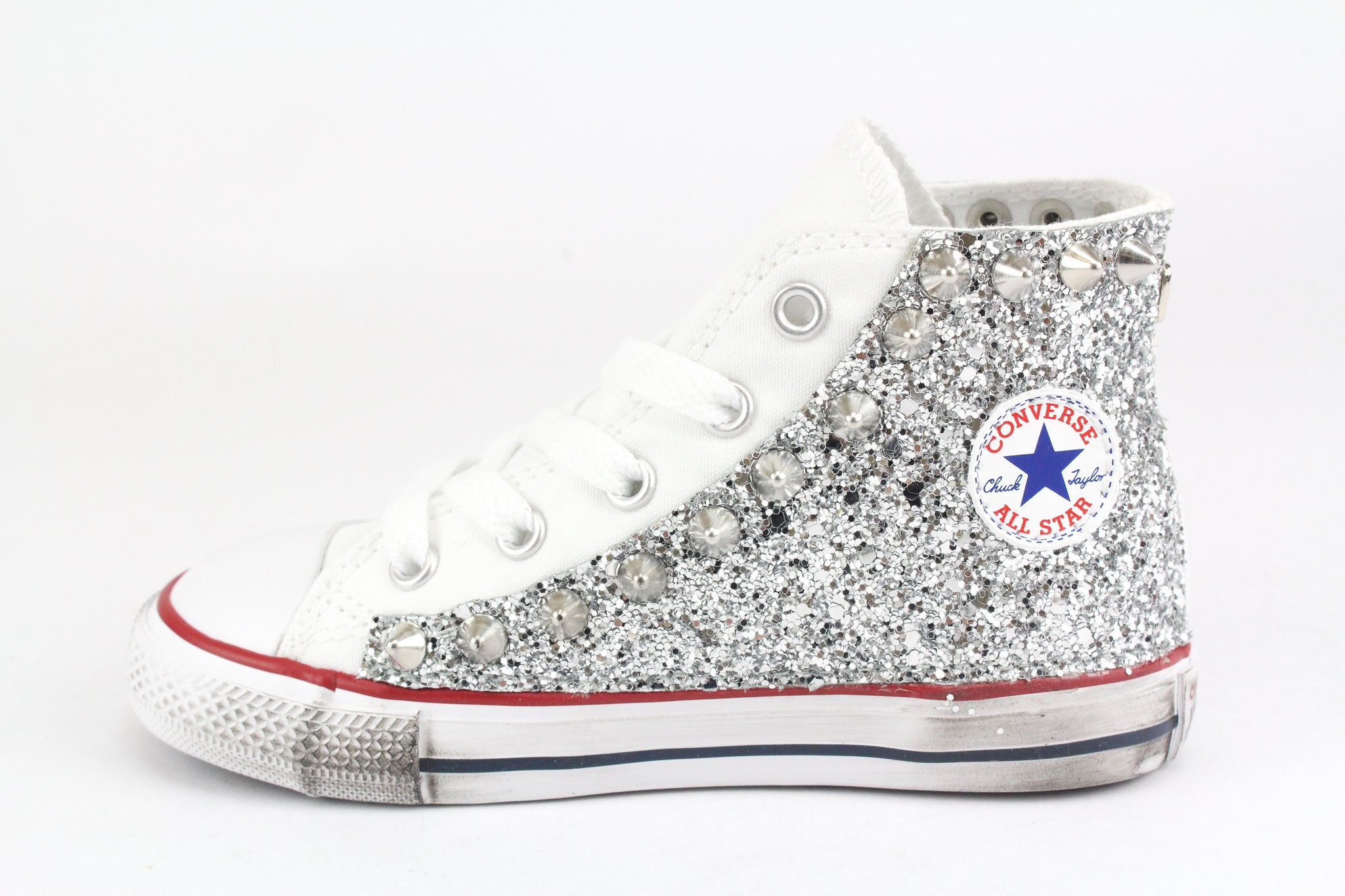 Converse All Star J Silver Glitter & Borchie