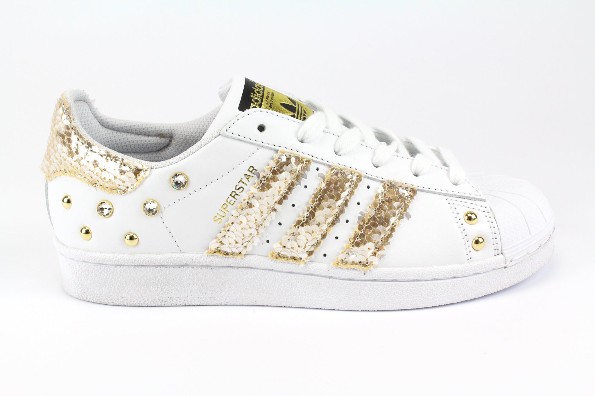 Adidas Superstar Gold Sequins Rhinestones &amp; Studs