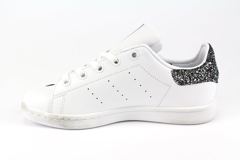 Adidas Stan Smith J Cuori Black Silver Glitter