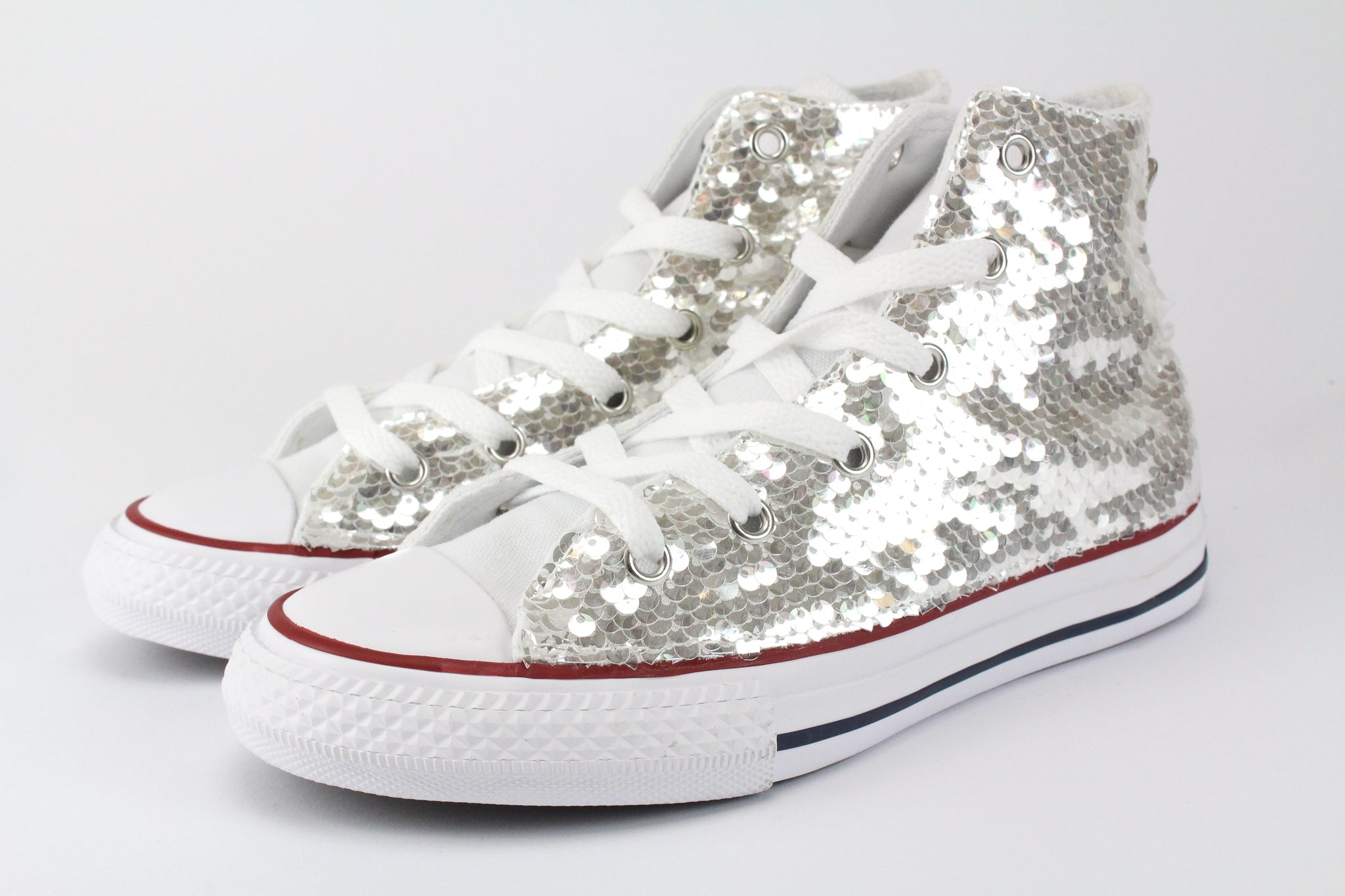 Converse All Star White &amp; Silver Paillettes