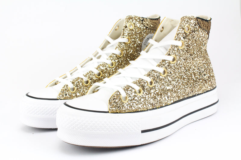 Converse All Star Platform Gold Glitter & Paillettes
