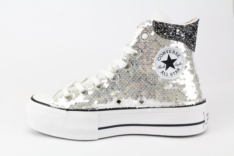 Converse All Star Platform Silver Paillettes & Glitter