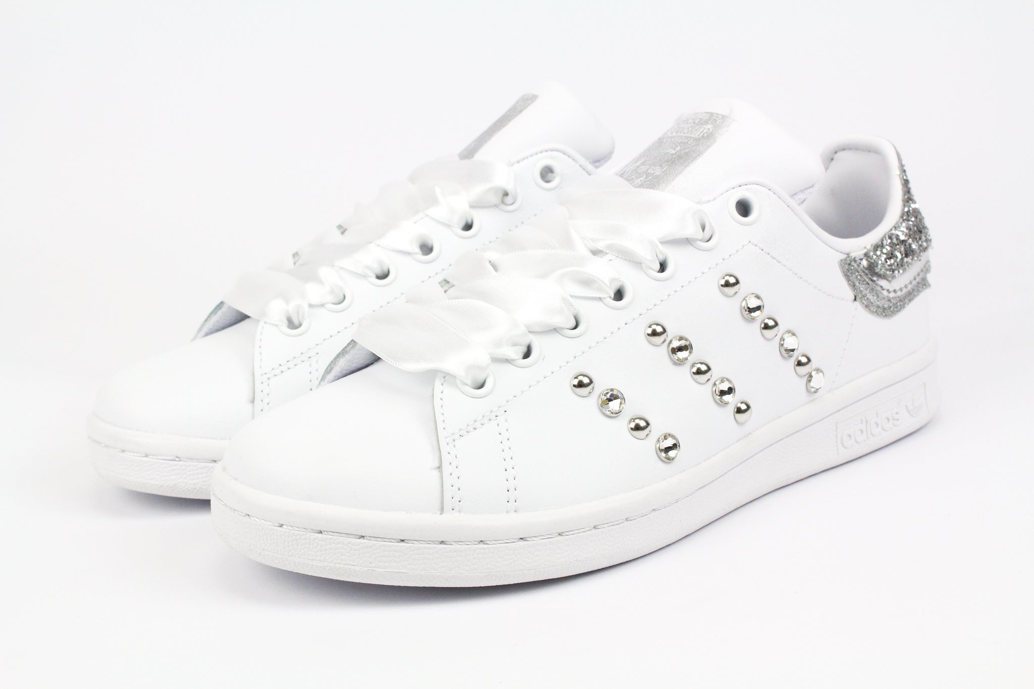 Adidas Stan Smith Silver Glitter Strass &amp; Laminated Leather