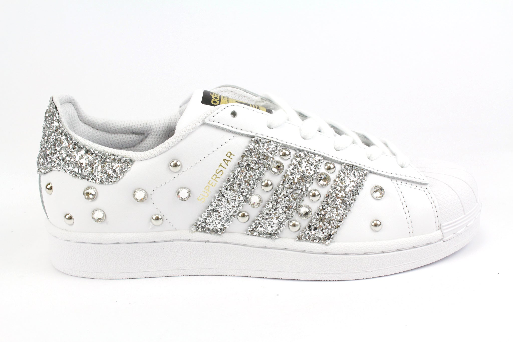 Adidas Superstar Silver Glitter Strass &amp; Studs