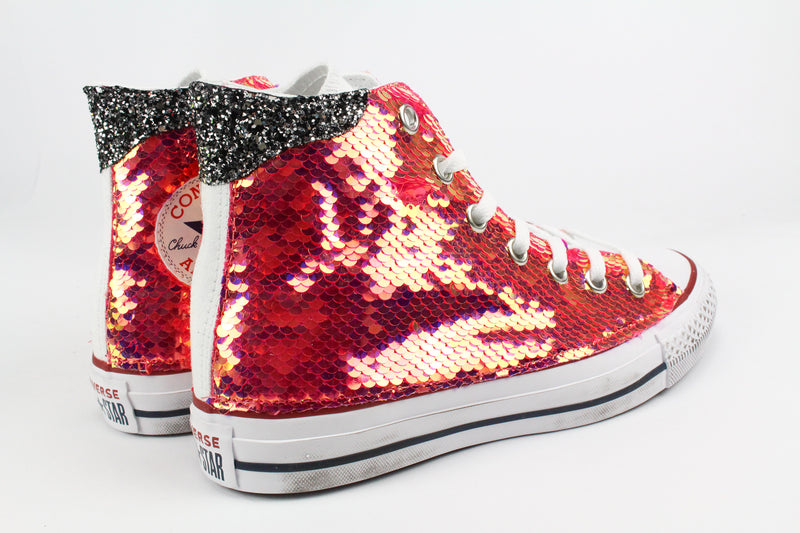 Converse All Star White & Rosa Fluo Paillettes