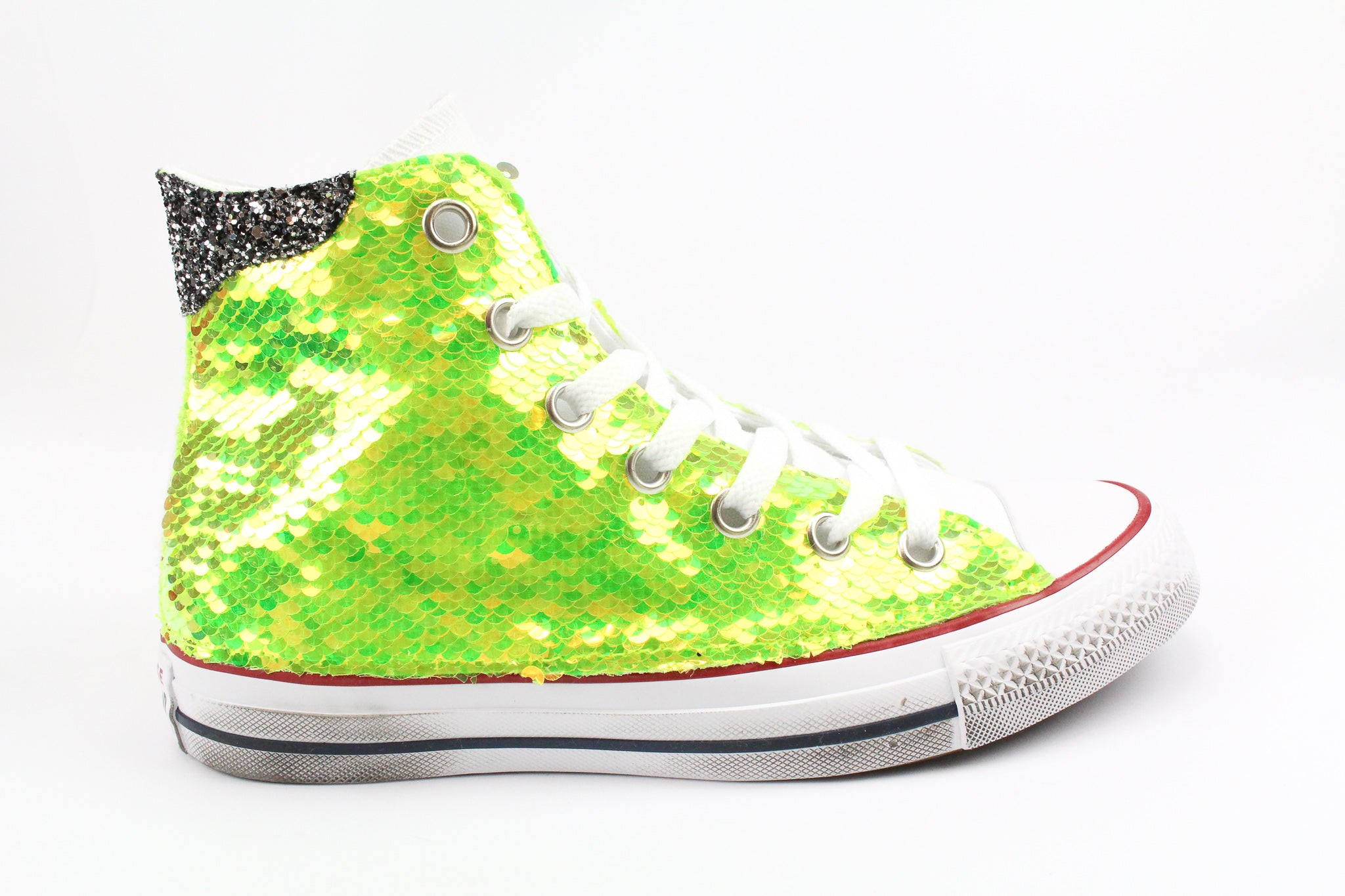 Converse All Star White &amp; Fluo Yellow Sequins