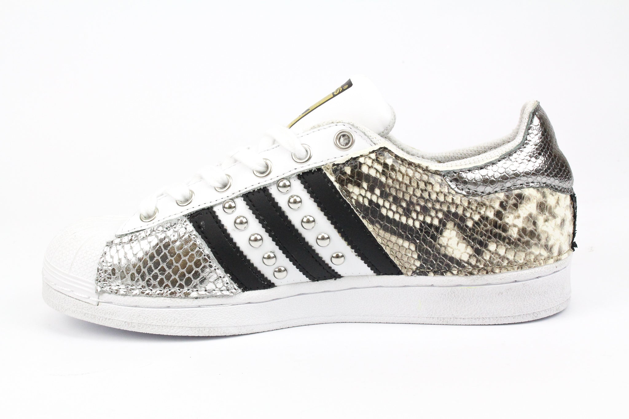 Adidas Superstar Python Studs &amp; Silver Laminated Leather