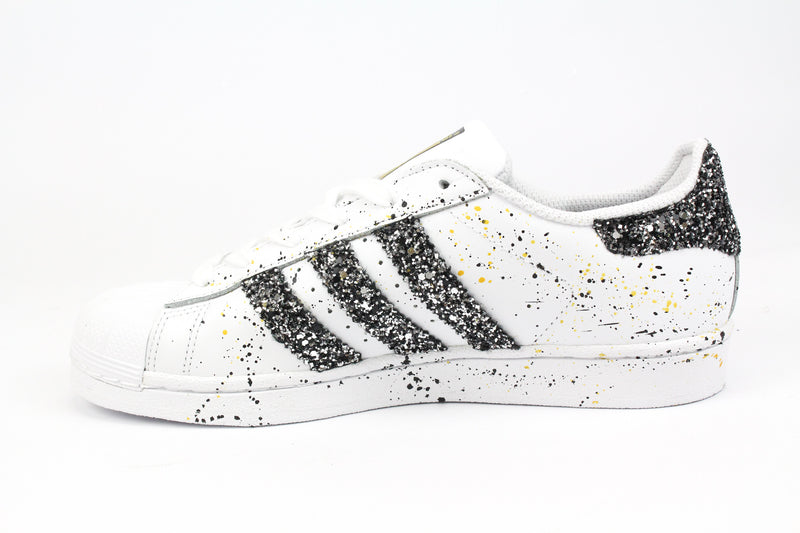 Adidas Superstar Black Silver Glitter & Vernice